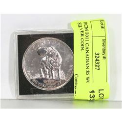 RCM 2011 CANADIAN $5 WOLF SILVER COIN.
