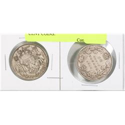 1919 & 1940 CANADIAN SILVER 50 CENT COINS.