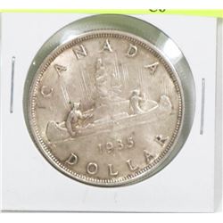 1935 CANADIAN SILVER DOLLAR COIN.