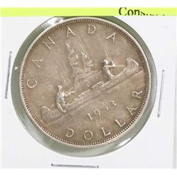 1953 CANADIAN SILVER DOLLAR COIN.
