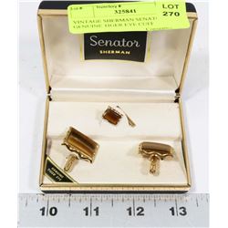 VINTAGE SHERMAN SENATOR GENUINE TIGER EYE CUFF