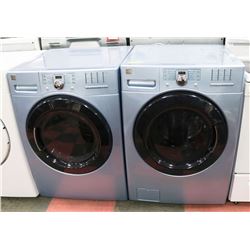 KENMORE BLUE WASHER & DRYER SET, 27"X27.5"X39.5"