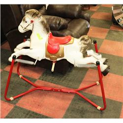 1950S PRESSED STEEL TIN HORSE RIDE ON TOY.