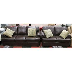 AB 1496 NEW BROWN LEATHERETTE NAILHEAD 81" SOFA