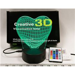NEW! HEART SHAPE 3D NIGHTLIGHT - ON CHOICE