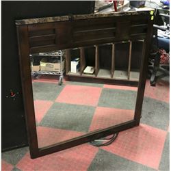 WOOD AND FAUX MARBLE DRESSER MIRROR