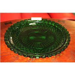 GREEN GLASS SERVING PLATE