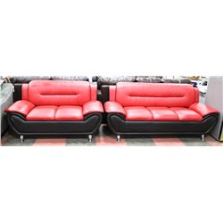 NEW GUINESS BLACK AND RED LEATHERETTE 76" SOFA