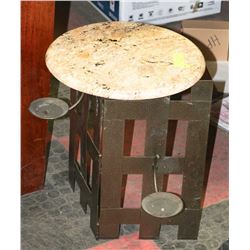 CANDLE STAND WITH ROUND GRANITE TOP 15" ROUND