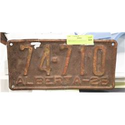 1928 ALBERTA LICENSE PLATE