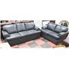 Image 1 : NEW GREY LEATHERETTE/NAILHEAD 82" SOFA WITH 62"