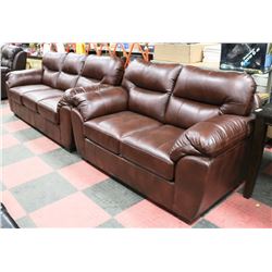 NEW BROWN LEATHERETTE 88" SOFA WITH 65" LOVE SEAT
