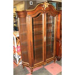 WOOD AND GOLD TRIM CABINET, 46"X24"X76"