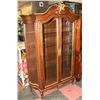 Image 1 : WOOD AND GOLD TRIM CABINET, 46"X24"X76"