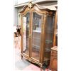 Image 3 : WOOD AND GOLD TRIM CABINET, 46"X24"X76"
