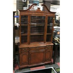 VINTAGE WOOD CARVED ONE PIECE HUTCH