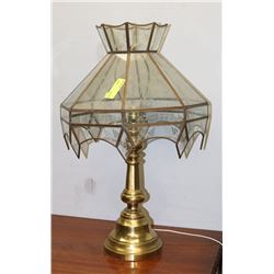 BRASS AND GLASS ESTATE LAMP