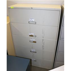 OFF WHITE 5 DRAWER FILING CABINET NO KEYS