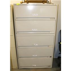 GREY 5 DRAWER FILING CABINET NO KEYS