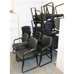 GROUP OF 13 BLACK LEATHERETTE WAITING ROOM CHAIRS