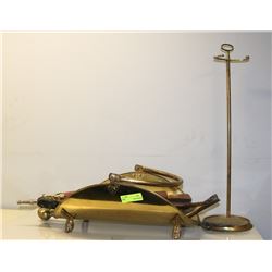 BRASS FIRE LOG HOLDER INCLUDING 2 BELLOWS