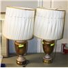 Image 1 : PAIR OF ESTATE BRASS AND GLASS TABLE LAMPS