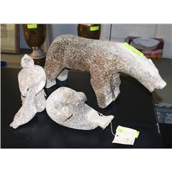 GROUP OF 3 ESKIMO ART CARVINGS
