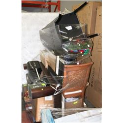 PALLET OF ASSORTED MISC INCL CHAIRS AND TABLE