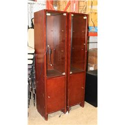 PAIR OF GLASS DOOR CABINETS AS IS