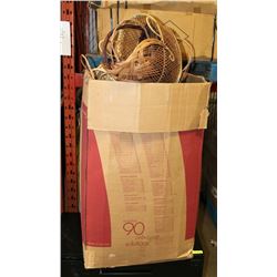 LARGE BOX OF WICKER BASKETS