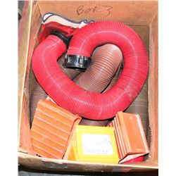 BOX W/3 RV DRAIN HOSES WITH FITTINGS AND