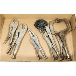 BOX OF 5 VARIOUS TYPES OF VISE GRIP PLIERS -
