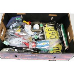 FLAT OF TOOLS & GARAGE ITEMS.