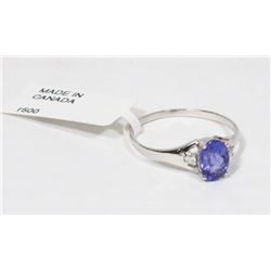 10K WHITE GOLD TANZANITE AND DIAMOND RING