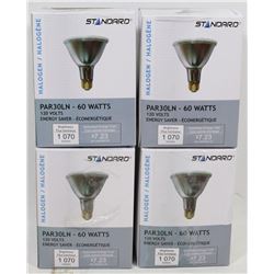 LOT OF 4 STANDARD 60 WATT HALOGEN BULBS