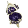 Image 2 : Faberge Inspired 2.75" Trellis on Purple Enamel Royal Inspired Russian Easter Egg