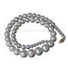 Image 1 : Smooth Surface Luster 5-13mm Graduated Round White Pearls Necklace 14k