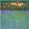 Image 2 : Impressionism OIL PAINTING GREEN FOREST Plein Air SUNSET Small Trees Landscape