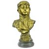 Image 3 : Art Deco Gilt Bronze Female Goddess Bust Bronze Sculpture Great Detail Statue