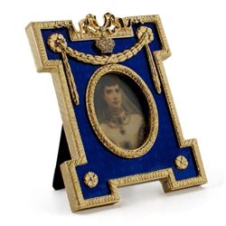 Blue Enameled Guilloche Russian Royal Picture Frame