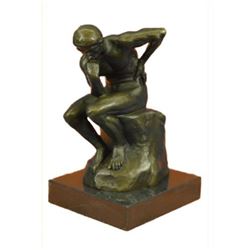 Rodin Thinker Symbol of Philosophy Bronze Sculpture Hot Cast Marble Base Figure