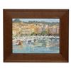 Image 1 : 20thc Signed Oil On Board, Harbor Houses & Boats