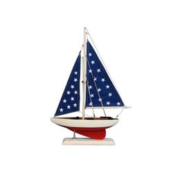 Wooden Patriotic Sailer Model Sailboat Decoration 17"