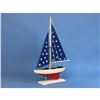 Image 3 : Wooden Patriotic Sailer Model Sailboat Decoration 17"