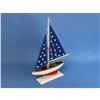 Image 4 : Wooden Patriotic Sailer Model Sailboat Decoration 17"