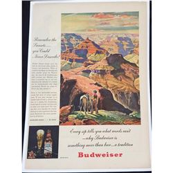 1945 Budweiser Grand Canyon Sunsets Ad