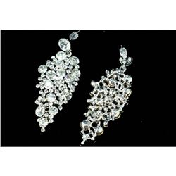 Rhodium Plated Sparkle Clear Crystal Rhinestone Chandelier Ear-nail Earrings