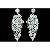 Image 2 : Rhodium Plated Sparkle Clear Crystal Rhinestone Chandelier Ear-nail Earrings
