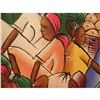 Image 10 : Signed Acrylic Painting, Haitian Farmers Market Ready To Frame 43.84 Idiot Sale