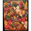 Image 6 : Signed Acrylic Painting, Haitian Farmers Market Ready To Frame 43.84 Idiot Sale